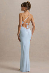 Dressing Up | Powder Blue One Shoulder Maxi Dress With Open Back Detail
